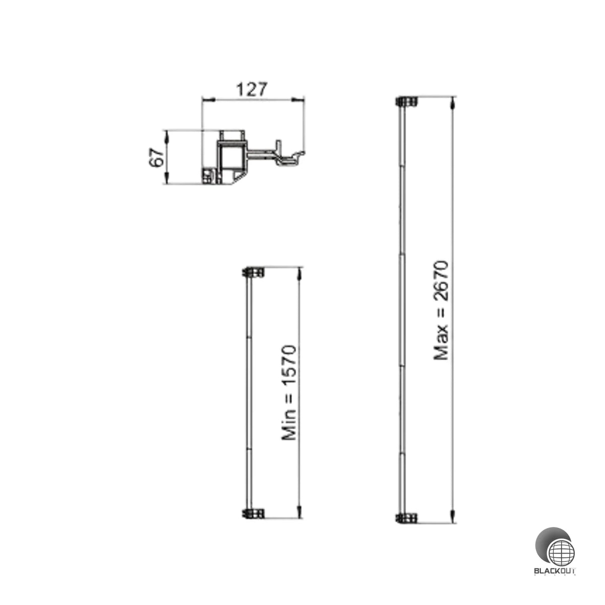 OBO Bettermann Abstandslehre Flachdachsystem 1570×127×67 mm Alu